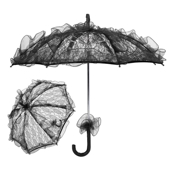 Bryllupsbrudeparaply Unikt foldbart blondestof Parasol Paraply Performance rekvisitter Sort