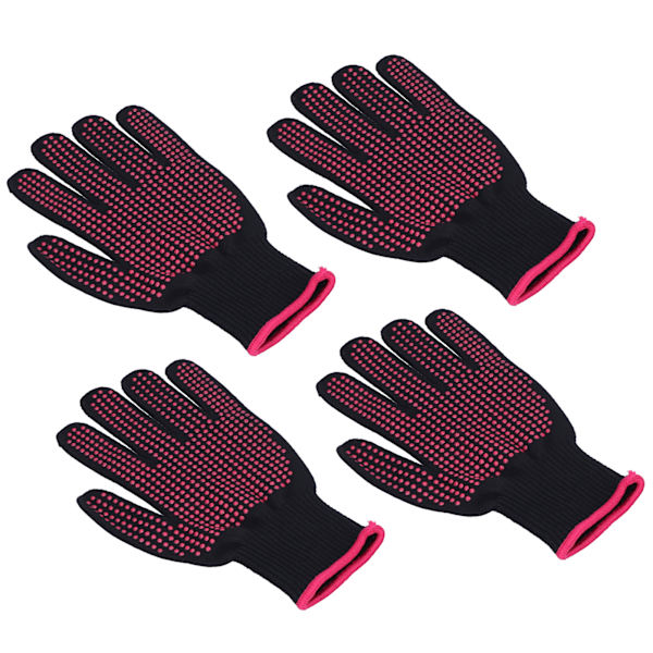4 stk Varmebestandige hansker Høytemperaturbestandige anti-skåldingshansker med silikonputer Rose Red Silikon Rose Red Kant