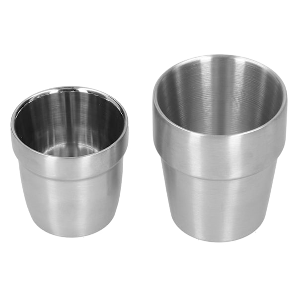 2 stk rustfrit stål dobbelvæggede kopper restaurant øl krus vand kaffekop (180 ml 300 ml)