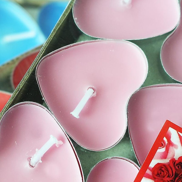 Velsignet 50 stk/æske Love Heart fyrfadslys Røgfrit stearinlys Valentine Forslag Gave|lys pink