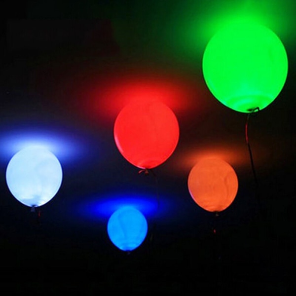 5 kpl LED-valoa valaiseva ilmapallo juhlien syntymäpäivän hääjuhlakoristeisiin (RGB-valaistus), malli: monivärinen