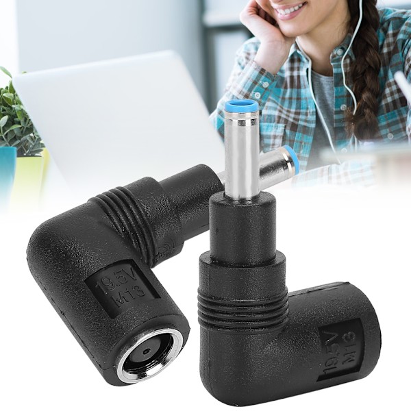 2 stk Vinklet Strømkontakt Adapter 7,4x5,0mm til 4,5x3,0mm W/Pin for HP