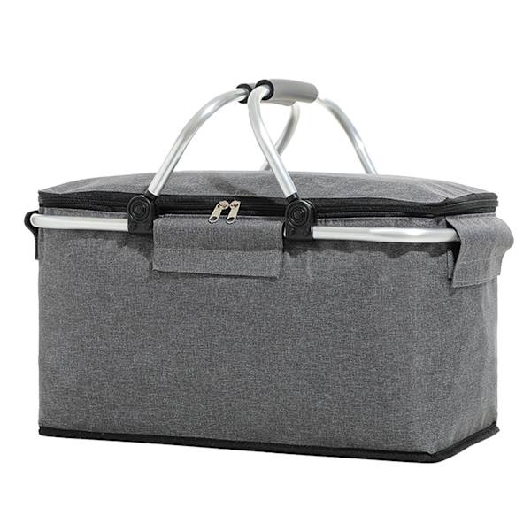 Picnic Bag Foldbar Picnic Kurv Isolerende Komfortabel Håndtak Islommer Kjølebag for Picnic Reise Camping Grå