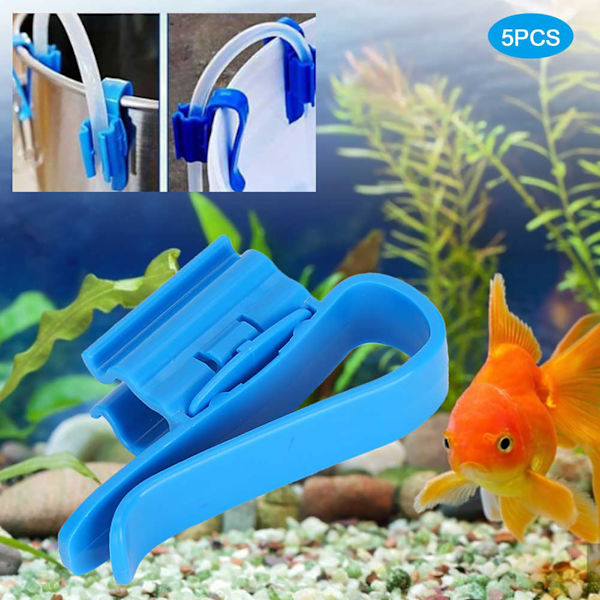5 st/set Aquarium Fish Tank Vattenrör Fixeringsklämma Vattenbyte Verktygshållare Clamp Blue