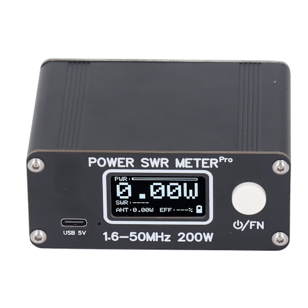 SWR-måler 1,6-50MHz 0,5W-200W 1,29-tommers skjerm Kortbølge HF PWR Power Tester-verktøy med alarm