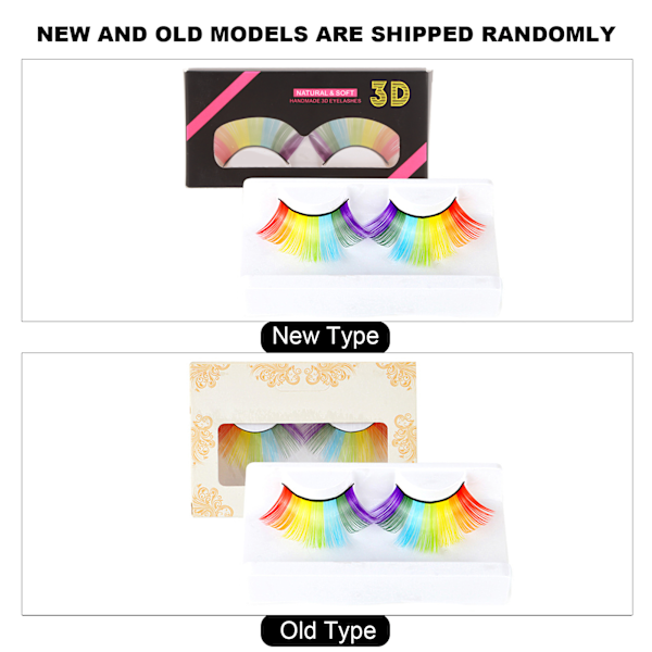 Rainbow lösögonfransar Överdrivna lösögonfransar Extension Party Scen Cosplay tillbehör