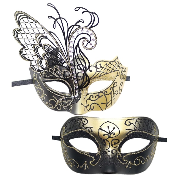 Maskerade parmasker, Diamond Party Mask, Venetiansk Elegant Metal Mask