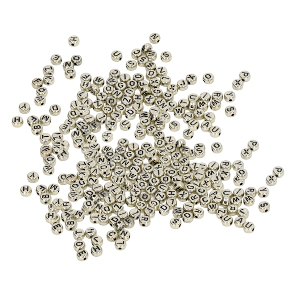 500 stk. Alfabet Perler Guld Graverede Sorte Bogstaver Akryl Bogstav Perler til Smykkefremstilling DIY Håndarbejde