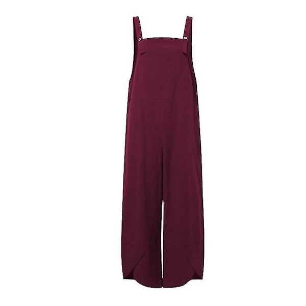 Dames Sommer Efterår Dungarees Jumpsuit med Cami Top, Løse Overalls og Lommer - 5XL Lilla