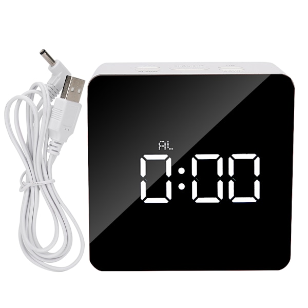 Multifunktionel LED-vækkeur Skrivebordsmakeup Spejl Timer Digitalt ur