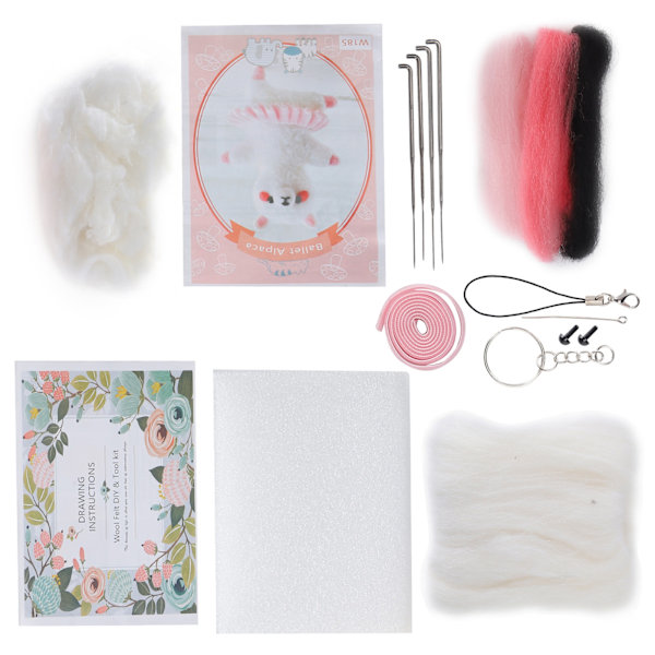 Nålefiltningssæt Uld Kemisk Fiber DIY Dyr Håndlavet Legetøj Kunsthåndværk til Begyndere (185# Ballet Alpaca)
