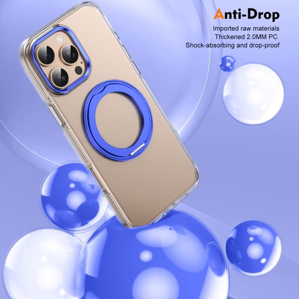 iPhone 16 Pro Ice-Cold Roterende Ringholder PC MagSafe Deksel Blå