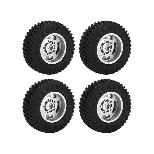 【NX】4 stk. 55 mm fælg gummidæk med messing modvægtskobling til AXIAL SCX24 1/24 RC bilreservedele sølv