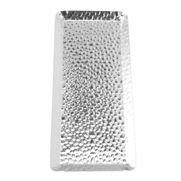 25x11cm Handduk Hamrade Brickor Rostfritt Stål Multifunktionsdiskmaskin Säker Dessertbricka Tallrik Kompatibel med Hemrestaurang Silver
