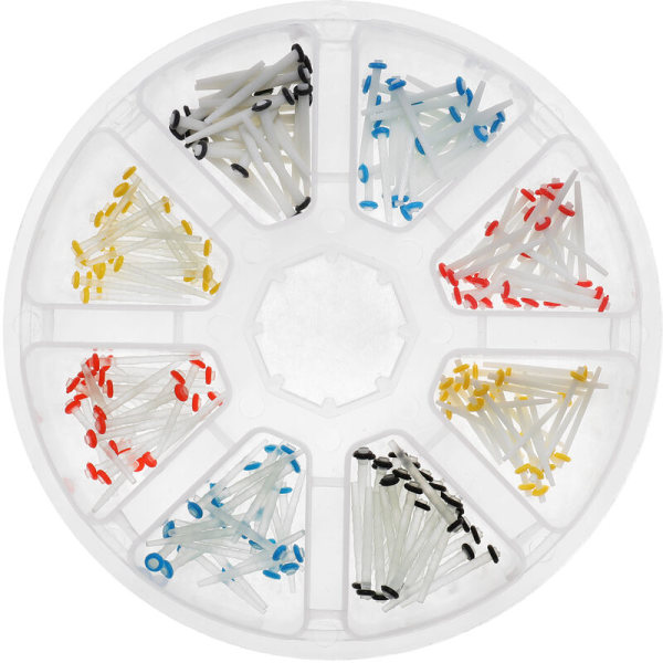 200 stykker tandfiberstolpe glaskvartstænder restaureringssæt med 1,0/1,2/1,4/1,6 mm stolper, Model: Multicolor Multicolor
