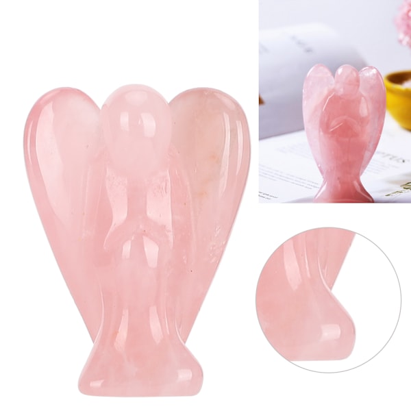 Jade Naturkrystal Engel 3-dimensionel udskæring Hjemindretning Håndværk Ornament 1,5 i rosa krystalengel