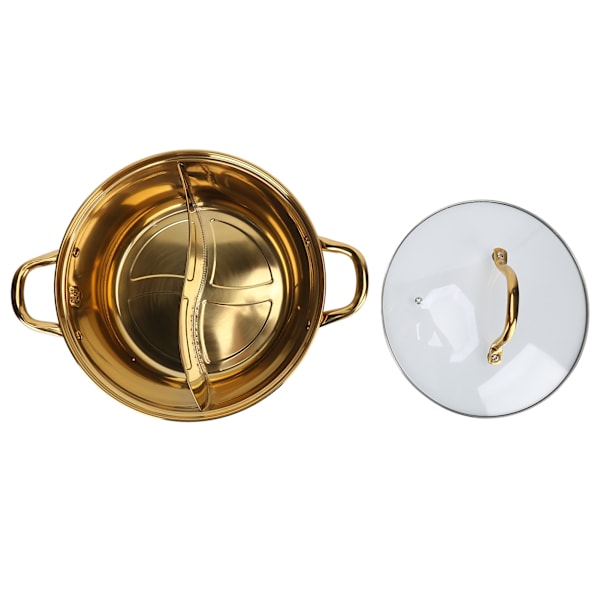 Hot Pot 30,3 cm Diameter 304 Rustfrit Stål Rustfrit Separat Design Mandarin And PotGuld