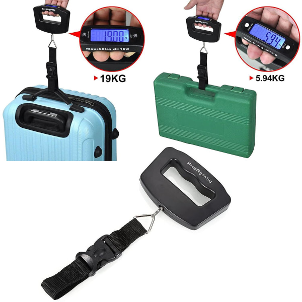 Handhållen bärbar digital bagagevåg med grepp - Bärbar elektronisk resväska och väska för resor - 110lb/50kg -