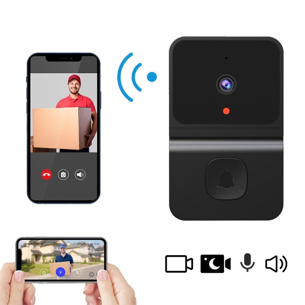 Trådlös dörrklockakamera med ringklocka-wifi videodörrklocka - dörrklocka för hemsäkerhetskamera, realtidsvarningar, mörkerseende