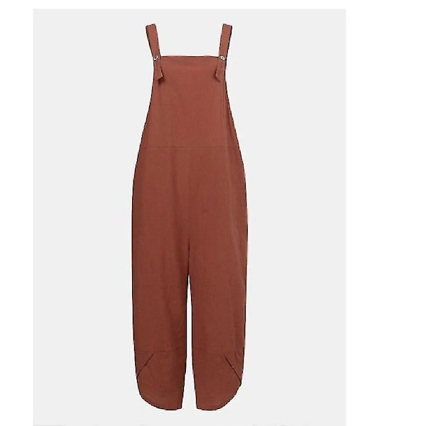 Sommerlige Dame Dungarees Jumpsuit i mursteinsrød med Cami-topp og lommer