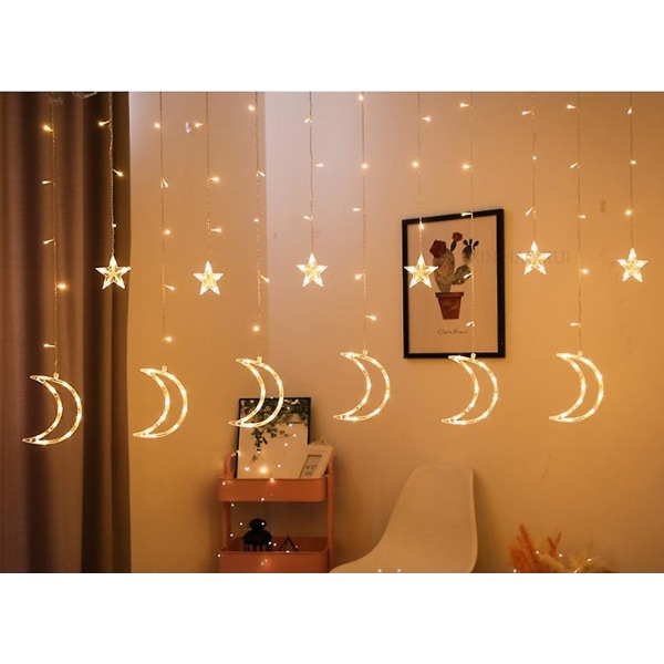 Ramadan Star Led-lampa String Ljus Dekoration Gardin Ljus Bröllop Neon Storlek: Flerfärgad