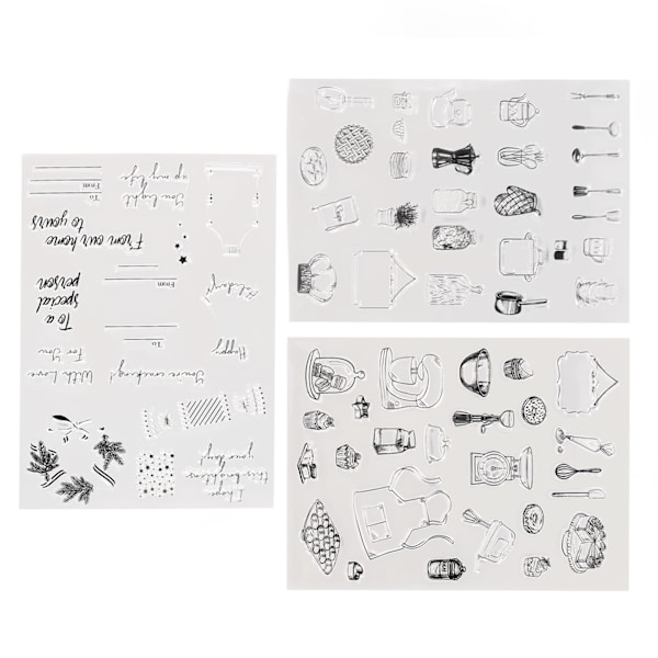3 Ark Klara Stämplar Återvinningsbara DIY Kombination Lättanvända Korttillverkningsstämplar Hantverksstämplar för Album Dagbok