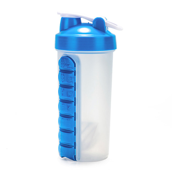 2-i-1 700 ml Vattenflaska med Pillerorganisatör 7 Dagar Veckovis Pillerfodral för Utomhusresor Kontor Gym