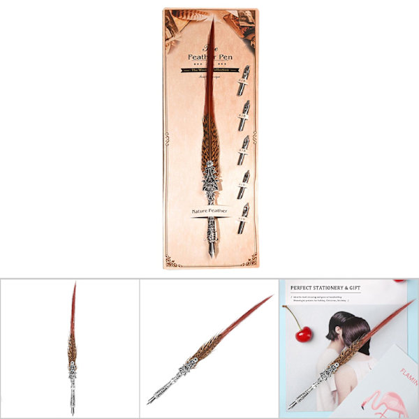 Klassisk vintage fjäder Reservoarpenna Kalligrafi Quill Dip Pen Heminredning Present(02#)