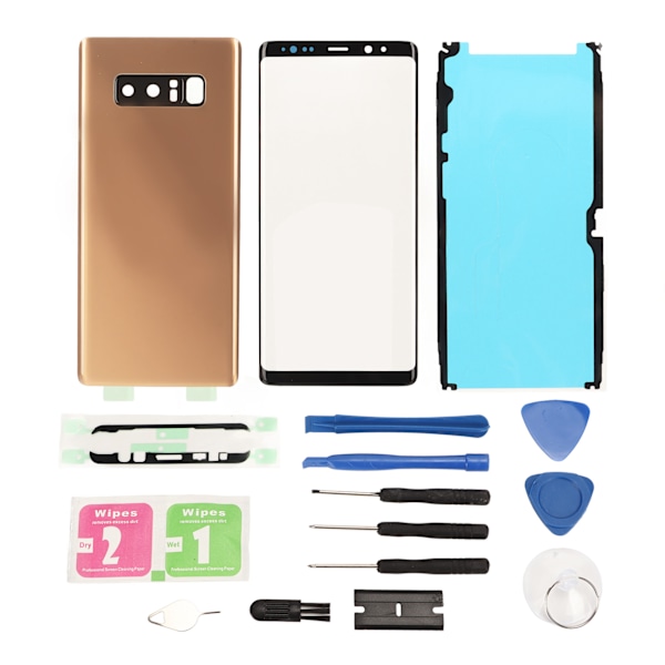 Bakre Glassdeksel Bytte Kit for Samsung Galaxy Note 8 Front Ytre Skjerm Glassdeksel Reparasjonssett Gull