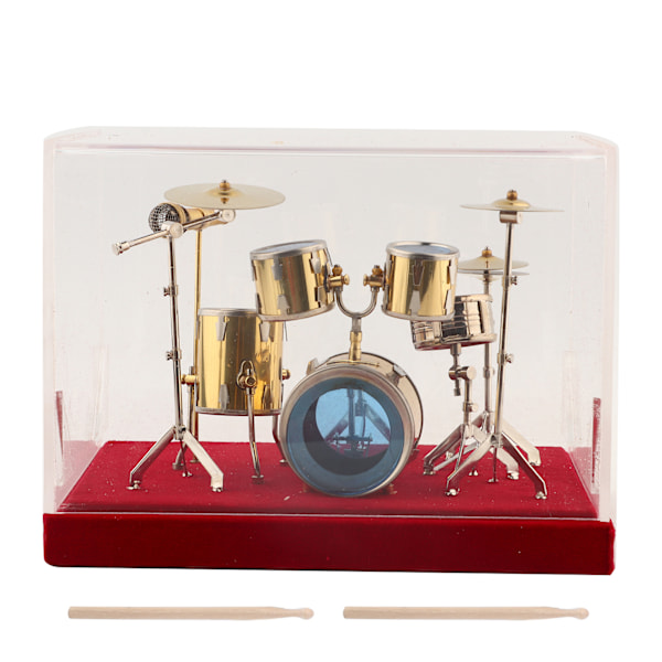 Miniatyr Musikinstrument Trommesett Modell Display Mini Ornament Håndverk Hjeminnredning (18cm)