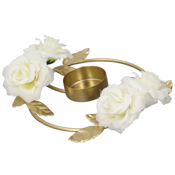 Ljusstake Rosblomma Dekoration Rund Bas Järnmaterial Elegant Stil Attraktiv Dekorativ Gyllene Ljusstake A