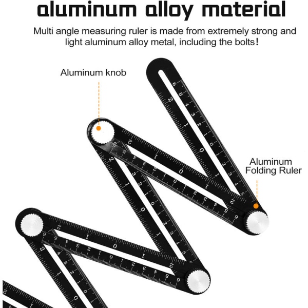 Aluminiumslegering 12 ganger foldelinjal, flervinklet målelinjal