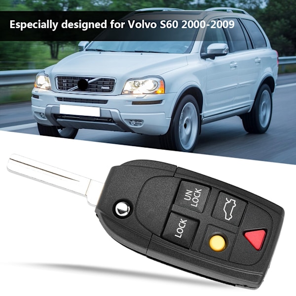 Bilknappfjernkontroll Flip Key Shell Case for Volvo S60 S80 V70 XC70 XC90