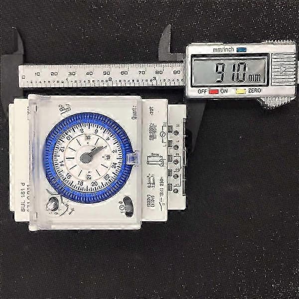 Analog mekanisk timer, 24 timmars programmerbar, 15 minuters inställning, 110V-220V, 250VAC 16A, DIN-skenemontering, IP20, Vit, SUL181D