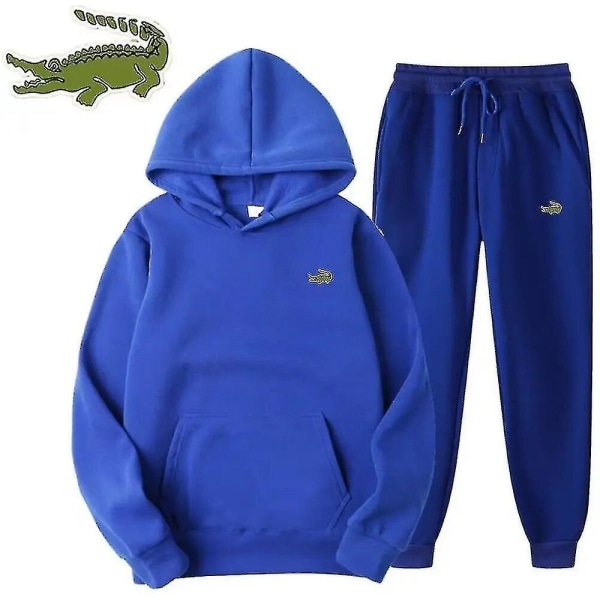 Mode för män Casual träningsoverall Hög kvalitet herrkostym 2-delad luvtröja Sportkläder Sweatshirt Set Man blue XL(175cm 70kg)