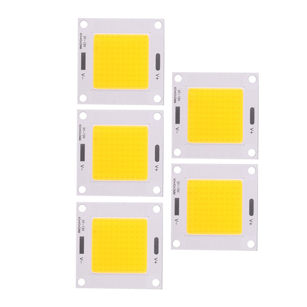 5 stk/sæt Høj Effekt 50W COB LED-integreret lampchip til DIY-pære projektør (varmt lys)