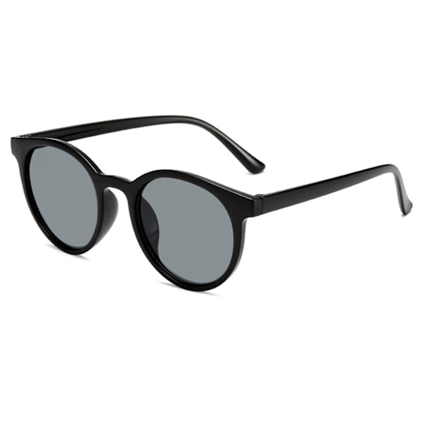 Pyöreät aurinkolasit UV-suojalla, harmaa linssi, trendikäs tyylikäs muotoilu, unisex retro aurinkolasit naisille ja miehille, musta kehys