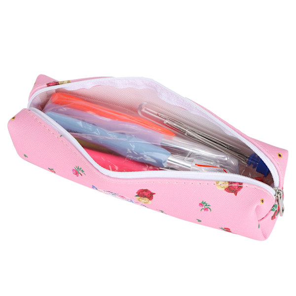Virknålsset TPR Mjukt Handtag Nålar Kit DIY Stickverktyg Hushållsartiklar C1‑Rosa Väska