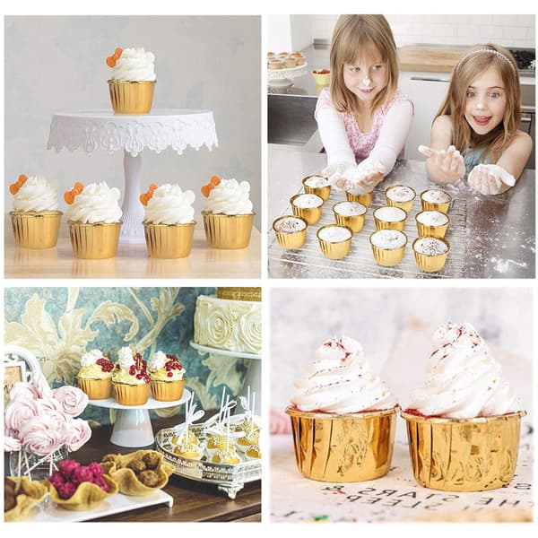50 STK. Bageforme i aluminiumsfolie Cupcake-æsker Mini Cupcake-forme Cupcake- og Muffin-æsker til bryllupper, fester og fejringer