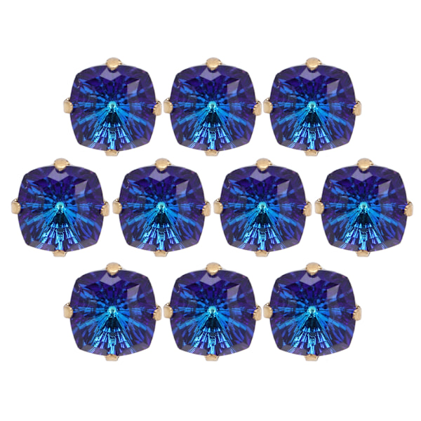 10 st Sy Klokristall Diamant Fyrkantig Glas Hög Topp Klädtillbehör Dekorationer K9 10mm Blått Ljus