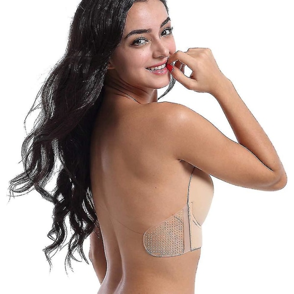 Axelbandslös Sticky Push-up Plunge BH - Plus Size Backless Adhesive BH Black B