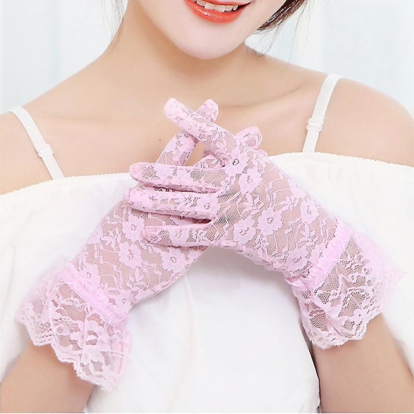 Kvinders blonde rose kort håndledshandske til brudeaftenfest bryllup Pink