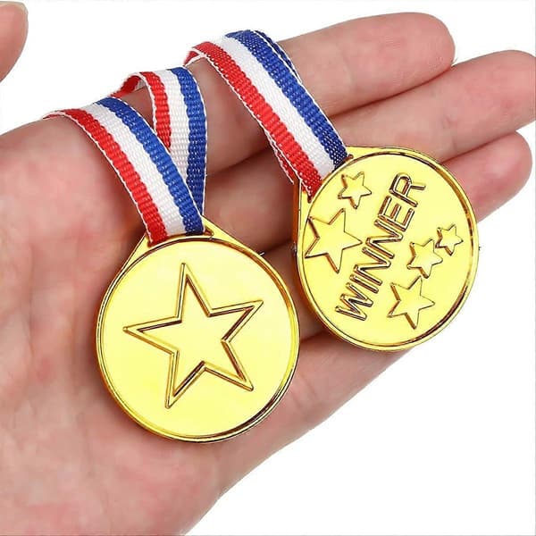 30-pak guldplastvindermedaljer prismedaljer til børn [NX]