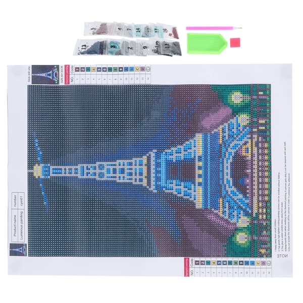 Lysende diamantmaling DIY TowerPattern Diamond Art Kit Håndverk Kompatibel med hjemmeveggdekorasjon