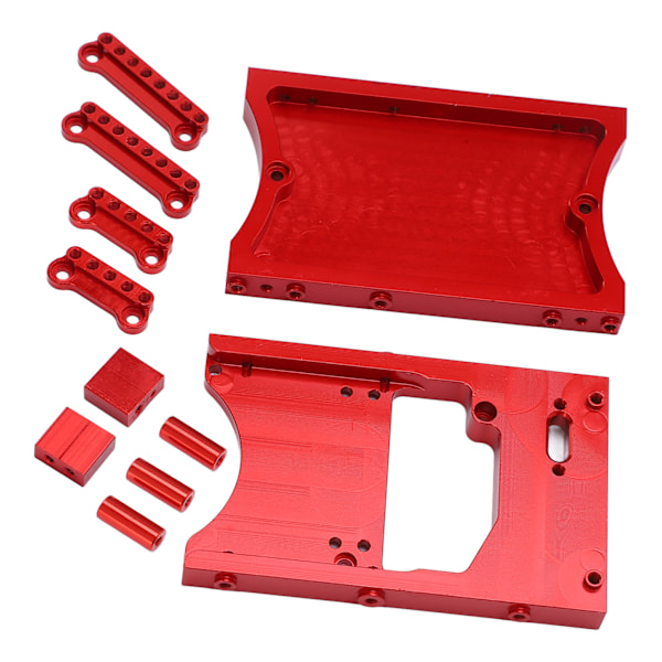 Styrväxel av aluminiumlegering + Bakljusset RC Car Upgrade Delar för MN Model D90 D91 RC Car (Röd)