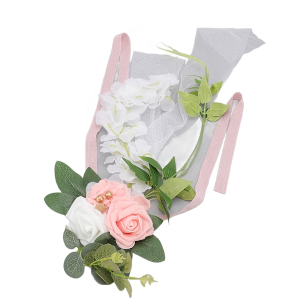 Bröllopsgångsdekorationer Elegant konstgjord stolsrygg Blomma för bröllopsceremonin Rosa