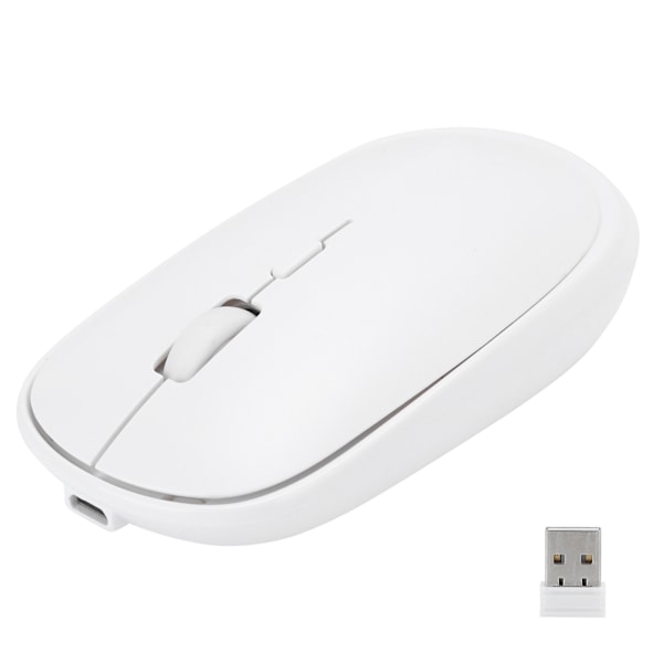 Portabel USB Uppladdningsbar 2.4GHz Trådlös Optisk Mus för PC Laptop Notebook Dator Vit