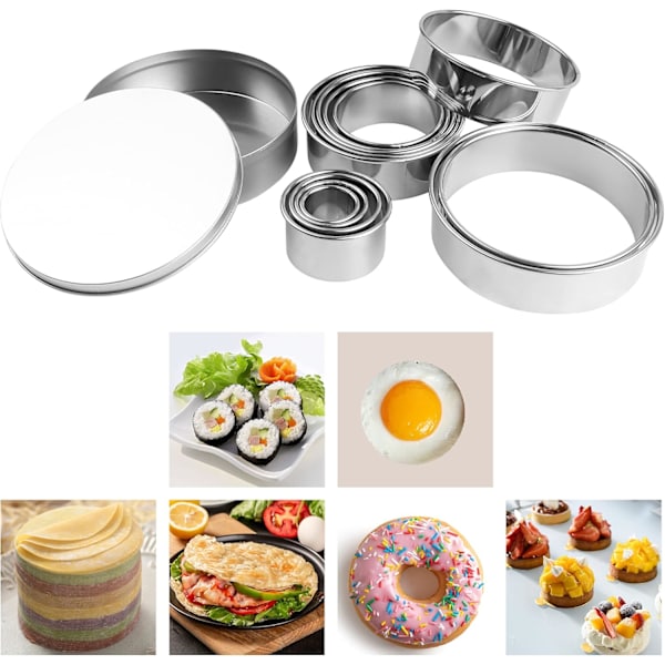 【NX】12 stk. mini runde kageforme sæt rustfrit stål kage