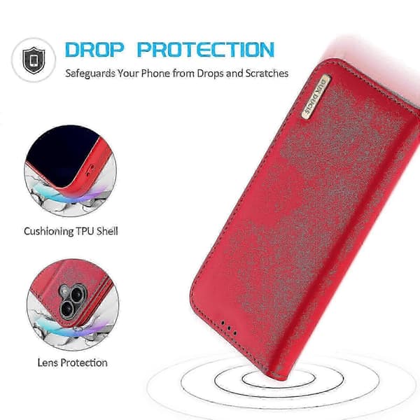 Til iPhone 16 lædercover med stativ og foldbart låg