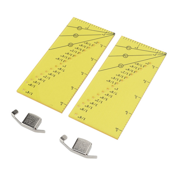 2 set sömguidelinjal Stark magnetisk rostfritt stål Transparent Akryl Gul linjal Positioneringsmagnet sömguide